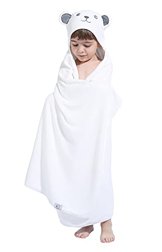 HIPHOP PANDA Hooded Towel for Kids - Viscose Derived from, 30 X 50 INCH Large Size for 3-10 Yrs - Premium Kids Bath Towel Beach Towels Wrap for Girls, Boys, Bear