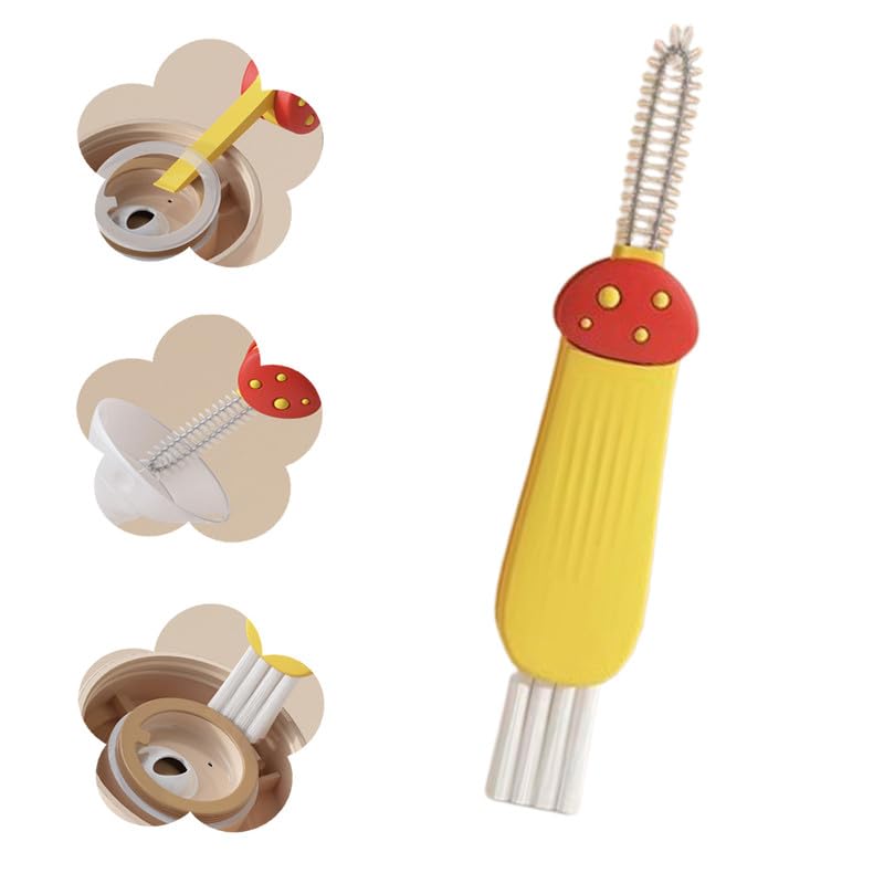 3 in 1 Cup Lid Cleaning Brush, 2024 New Portable Crevice Cleaning Brush Set for Baby Bottle Gap Tight Spaces Cup, Rotatable Cup Lid Cleaner Cup Mouth Scrubber