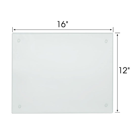 JAMBALAY Tempered Glass Cutting Board for Kitchen, 16"x12" Clear Glass Cutting Board with Rubber Non-Slip Feet, Heat and Scratch Resistant, Shatterproof, Dishwasher Safe,Transparent