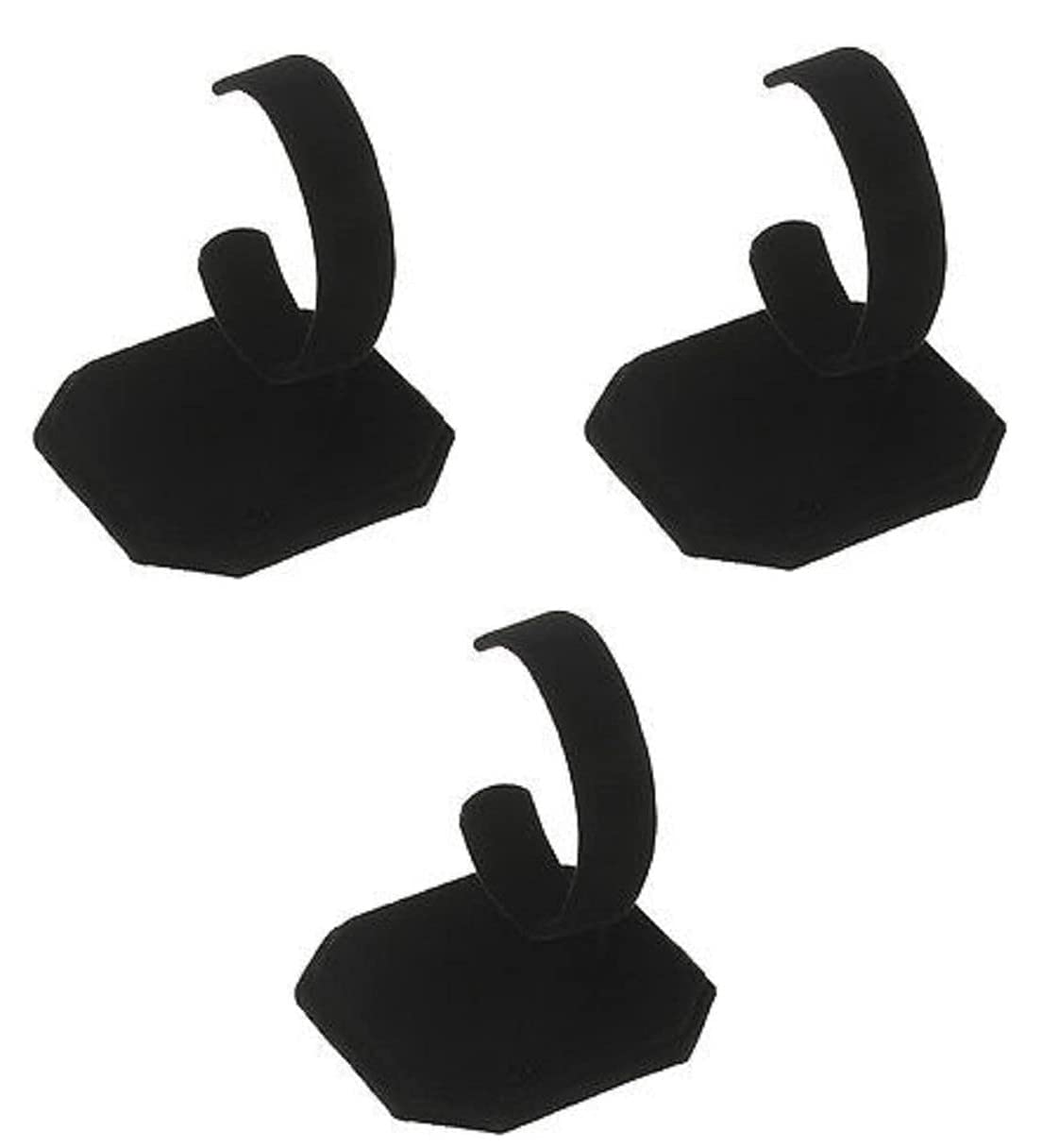 RJ Displays- 3 Pack Black Velvet Watch Bracelet Bangle Jewelry Display Stands for retail sales and trade show display Include Micro Fiber Polishing Cloth(3)