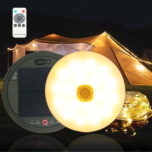 Camping String Lights, 32.8ft Portable Outdoor String Lights with 8 Lighting Modes, Qucick Storage, 2 in 1 Waterproof Camping Lanterns for Camping, Christmas, Outdoor