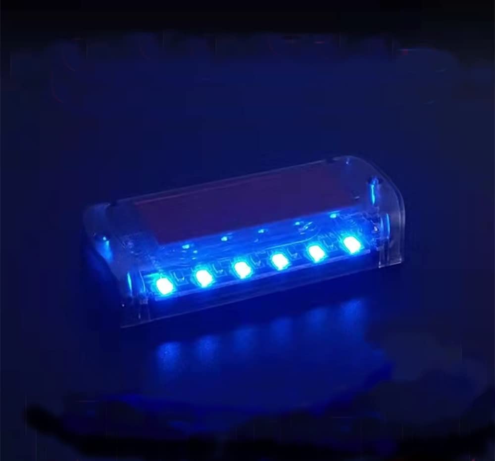 6 LED Car Alarm Warning Fake Dummy Solar Power Simulated Security Anti-Theft Flashing Light Car Burglar Alarm (Blue)