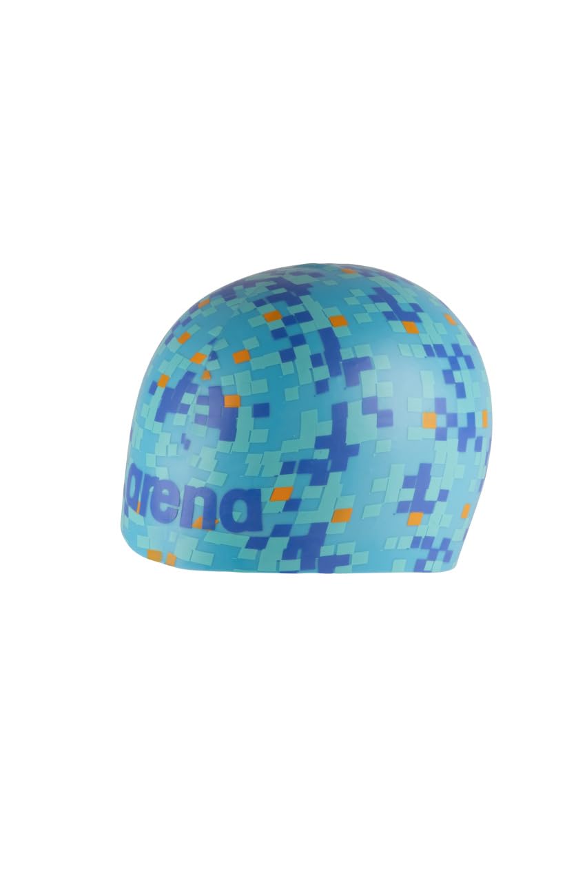 Arena Unisex Adult Poolish Molded Silicone Swim Cap for Training and Racing, One Size Fits Most, Pool Tiles/Blue