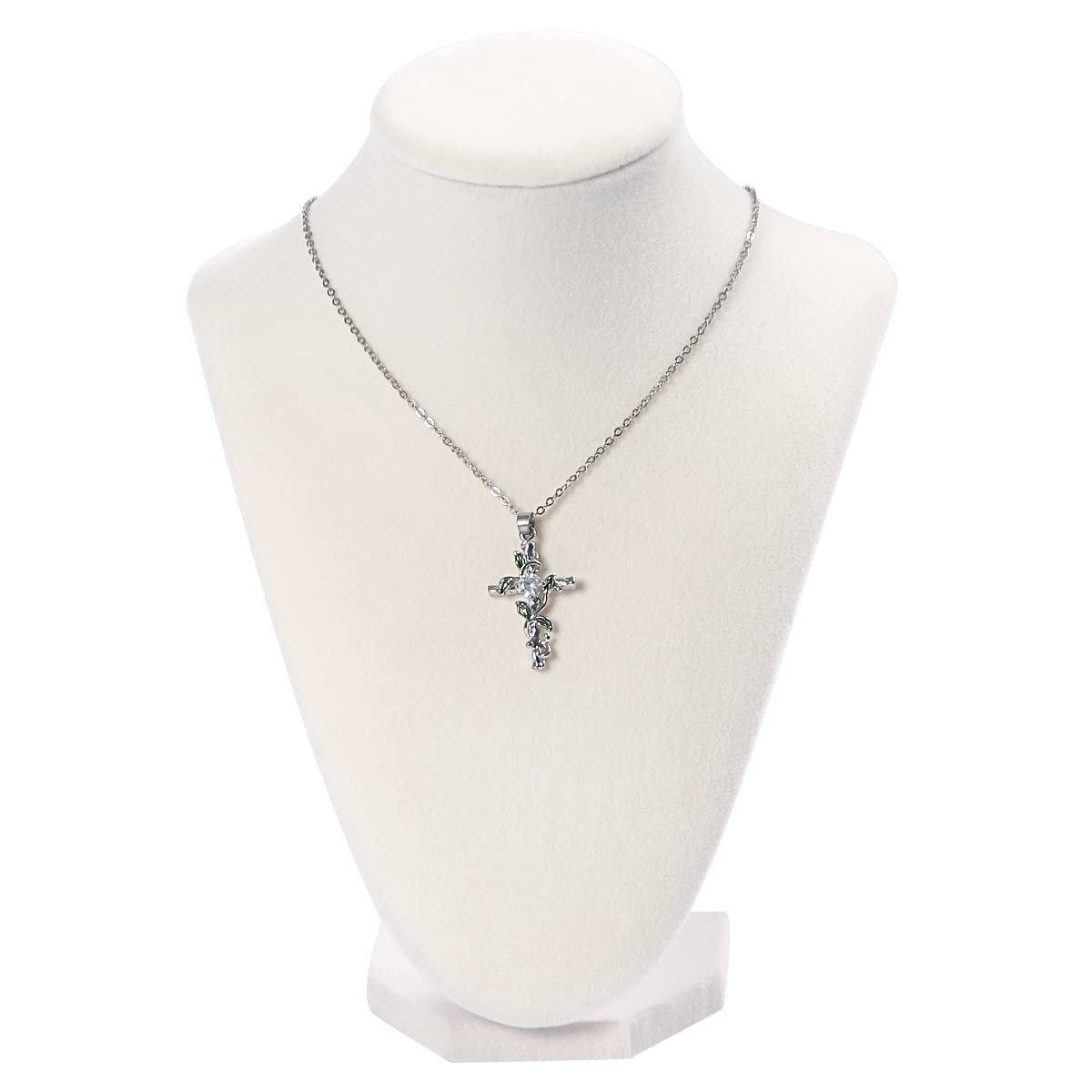 Julysky 3D Necklace Display Stand For Selling,Velvet Chain Jewelry Bust Holder Organizer (1, beige)