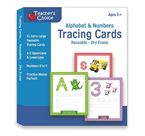 Alphabet & Number Tracing Cards, Reusable, Dry Erase, Upper & Lower Case, 31 Large Reusable Cards, Repetitive Tracing Cards, Improve Writing Skills, Flash Cards