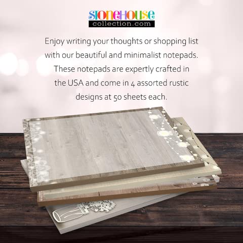 Stonehouse Collection Rustic Notepads - USA Made To Do List Notepad, Multi-Purpose Cute Stationery, Home Office Supplies, Pretty Notebook, 4 Assorted Design Notepads 4.25 x 5.5 inches each, Rustic