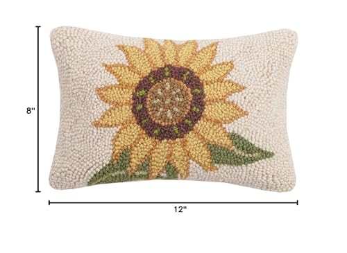 Peking Handicraft Autumn Festive Sunflower Hooked Wool Pillow – 8” x 12”