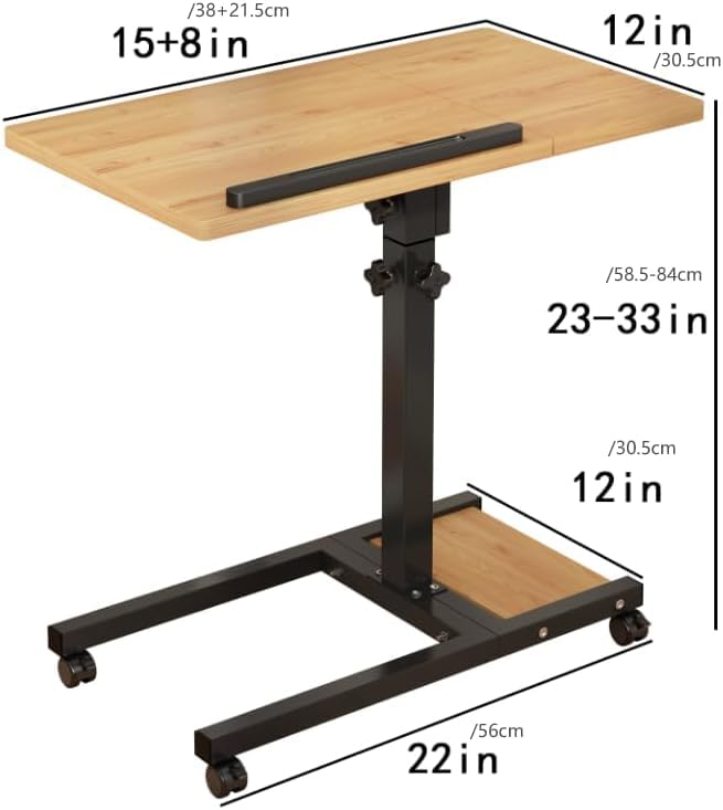 Furist Mobile Adjustable Height Laptop Stand PC Computer Portable Notebook Swivel Laptop Desk Rolling Table Desk Cart Tiltable with Wheels Casters& Mouse Pad Table