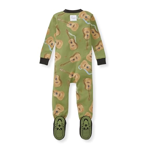 Burt's Bees Baby Baby Boy's Sleeper PJs, 100% Organic Cotton, One-Piece Footie, Zip Up Jumpsuit, Snug Fit Pajamas, Acoustic Guitar, 12 Months
