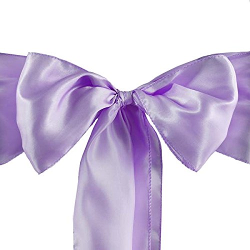 Efavormart 25pcs Lavender Satin Chair Sashes Covers Tie Bows for Wedding Events Decor Chair Bow Sash Party Decoration Supplies 6 x106