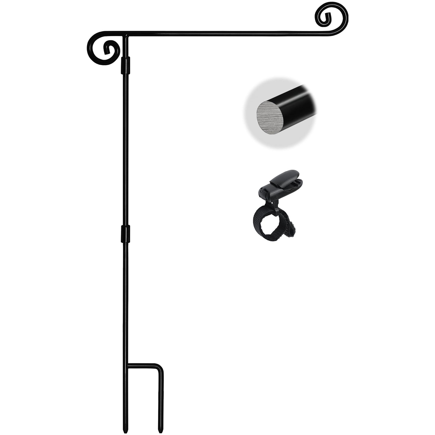 Garden Flag Stand, Yard Flag Holder,Garden Flag Hanger,Banner Pole with one Tiger Clip,Fall Decor for Outdoor Garden Lawn