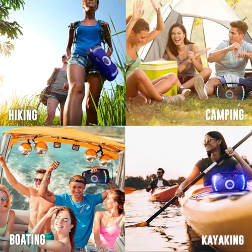 Powerful & Portable Waterproof All Terrain Bluetooth Speaker with Deep Bass, LED Party Lights, Fast USB-C Charging, FM Radio, AUX – QFX BT-ZX35
