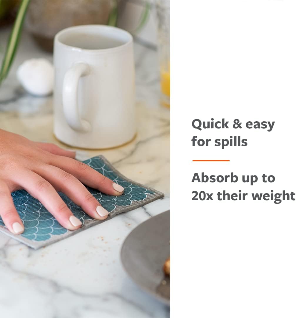 Full Circle Set of 3 Good Sheet Plant-Based Dishcloths – Super-Absorbent Reusable Dish Cloths - Multi-Use Washable Cleaning Cloths/Towels, Scales