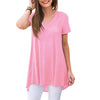 AWULIFFAN Summer Tops for Women Short Sleeve Casual Loose Tunic Top(Pink,Large)