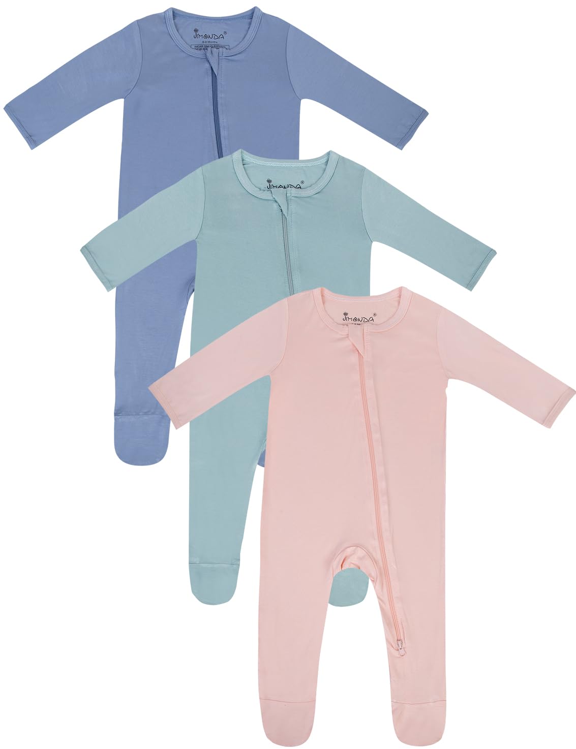 Jimonda Baby Romper Boys Girls Bamboo Pajamas 2-Way Zipper Footed Unisex Zip-Up Sleepers Sleep and Play pjs