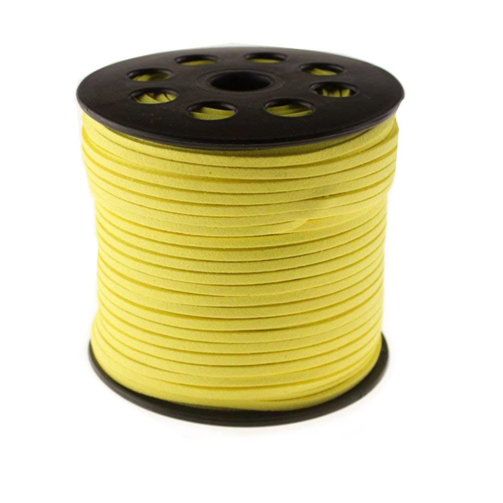 FQTANJU 100 Yards Suede Cord, 2.65mm Flat Faux Leather Cord with Roll Spool Beading Craft Thread for Necklaces, Bracelets, Jewelry Making, Beading and DIY Handmade Crafts (Light Brown)