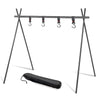 Foldable Tripod Camping Hanging Rack - 4 Hooks Outdoor Cookware Storage Portable, Outdoor Camping Folding Rack (Large)
