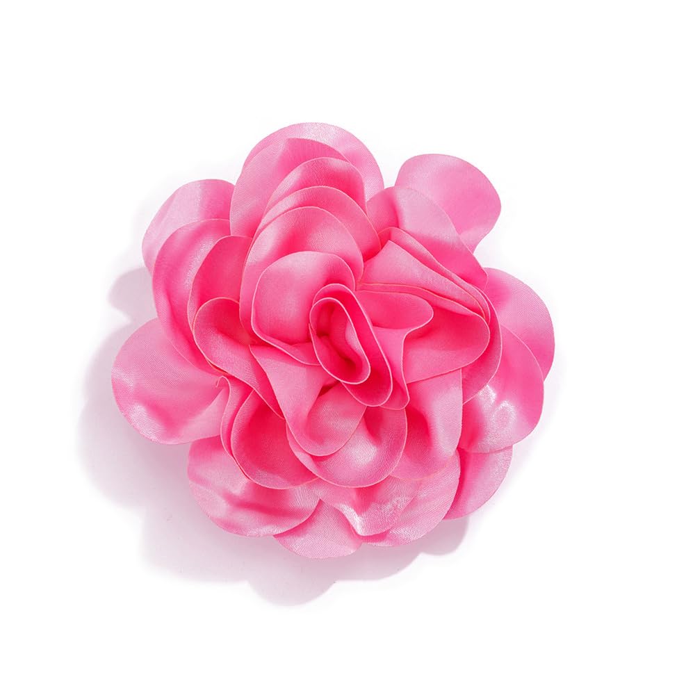 Satin Fabric Rose Flower Extra Large Big Brooches Lapel Pins Silk Camellia Oversized Pin for Women Wedding Party Dance Banquet Dresses Suit Clothes Accessories Jewelry Gifts 7.5in