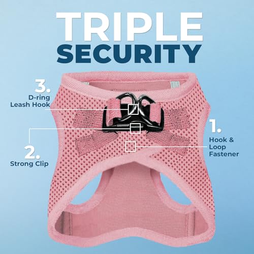 Best Pet Supplies Voyager Step-in Air Dog Harness - All Weather Mesh, Reflective, No Pull Harness for Small, Medium Dogs, Cats - Secure with Hook & Loop Fastener, Buckle, Double D-Rings - Pink, S