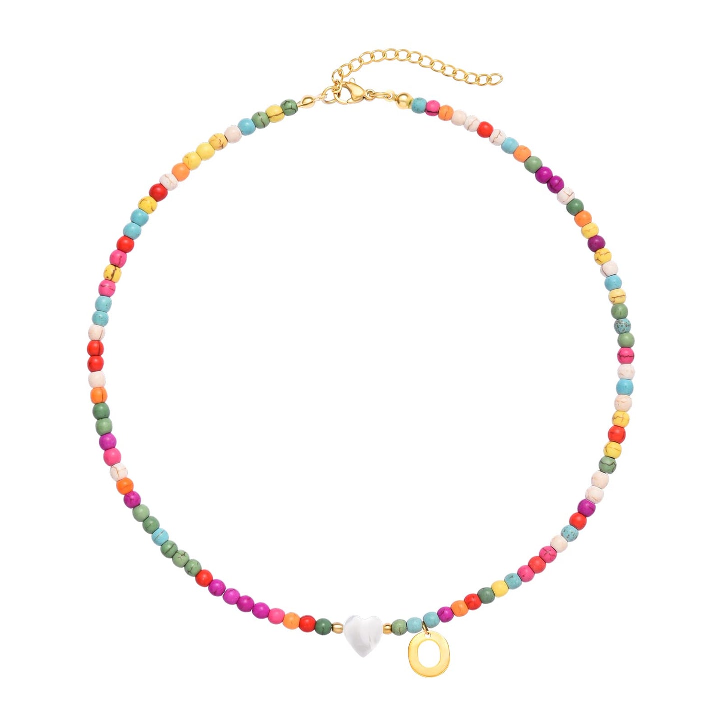 Wellike Initial Necklaces for Women Colorful Beaded Choker Necklace Stainless Steel 18K Gold Plated Y2K Aesthetic Gold Letter Necklace Handmade Boho Summer Necklace Jewelry Gift
