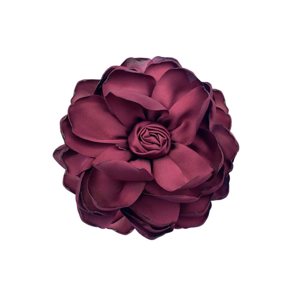 Dainty Fabric Rose Flower Large Brooch Lapel Pins Flower Brooches Pin Classic for Wedding Party Dance Banquet for Women Dress Suit Clothes Accessories Jewelry 100mm