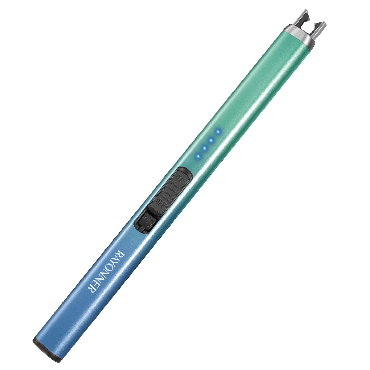 RAYONNER Candle Lighter Electric USB Lighters with Safety Switch Rechargeable Flameless Plasma (1 Pack - Blue/Green Gradient)