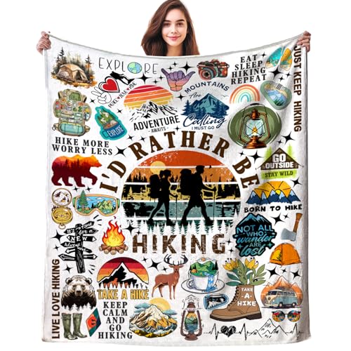 Camping Blanket Gifts for Men Women Stuff Plush Camper Blankets and Throws Camping Essentials Camping Gifts for Men Women Boys Teens Camping Lovers Birthday Party Decorations Hiking Fishing 50"X40"