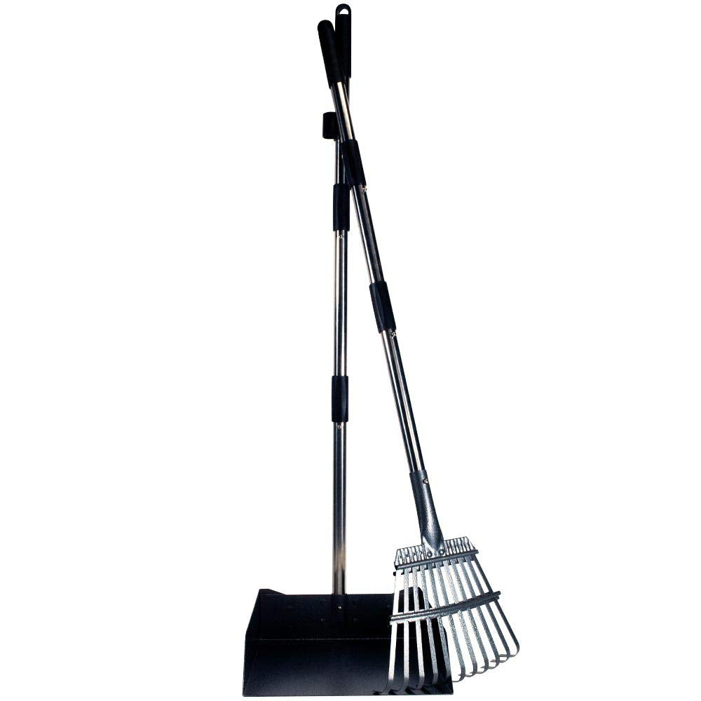 Bodhi Dog Pooper Scooper for Large Dogs - Heavy Duty Metal Poop Scoop w/Long Handle Tray & Rake - Dog Poop Scooper for Yard, Grass, Street, Gravel & Outdoor Areas - Pet Waste Cleanup Tool