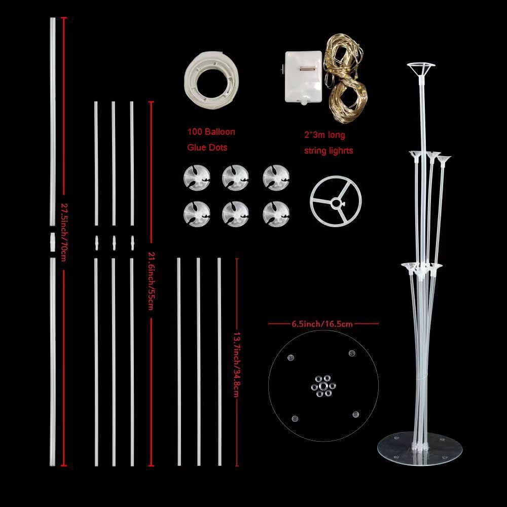 MYZSBRDM 2Sets Black and Gold Balloon Stand,Black Gold Balloons Stands for Table,Black Gold Balloons Centerpieces for Tables,for Birthday,Wedding,Anniversary Party Decorations.(With light string)