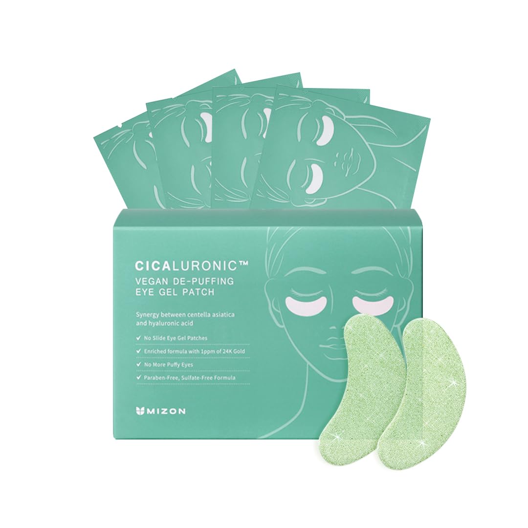 MIZON Hyaluronic Eye Gel Patch with Triple Hyaluronic Acid and Seaweed Extracts for Deep Hydration, Plumping, and Soothing – 60pcs – Improves Dryness and Smooth Texture
