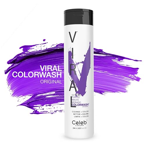 Celeb Luxury Viral Purple Colorwash, Color Depositing Shampoo with Bondfix Bond Rebuilder, Semi Permanent Hair Colour Glaze, Vegan Hair Dye, Maintains and Refreshes Bold Purple Color