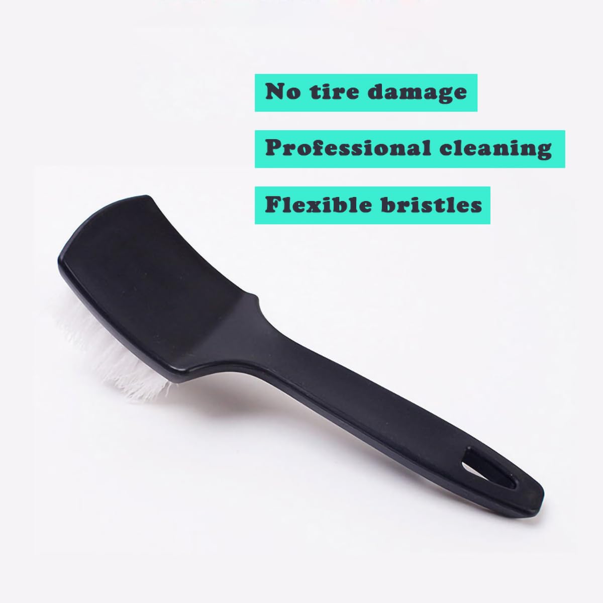 Tire Brush, Black Stiff Bristle Wheel Cleaning Brush, Car Carpet Brush, Detail Brush (White)