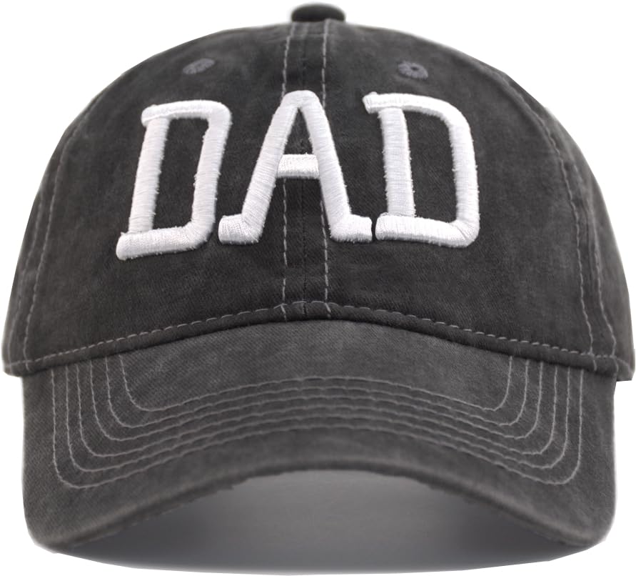AOSMI 3D Embroidery DAD Hat (One Size/XXL) Vintage Washed Cotton Baseball Cap Father's Day Birthday Gift Ball Cap Black