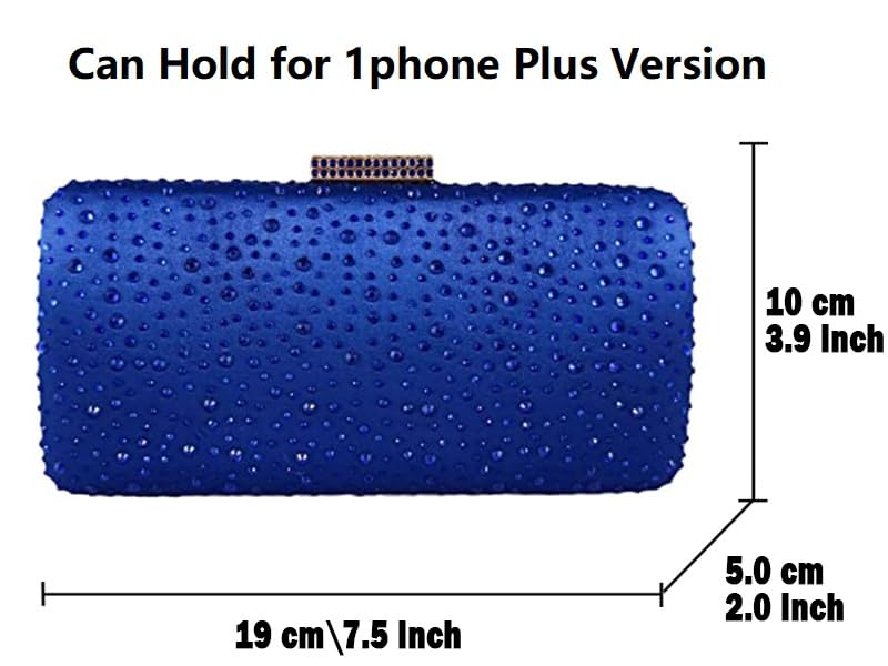 Boutique De FGG Elegant Women Crystal Clutch Purse Formal Evening Bags Wedding Handbags Cocktail Rhinestone Clutch Purse,Mini,Blue