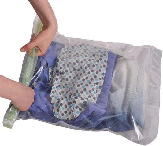 12 Space Saver Storage Bags for Clothes for Travel - Compression, no Vacuum Sacks - Luggage Accessories