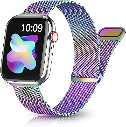 Metal Magnetic Band Compatible for Apple Watch 46mm 42mm 44mm 45mm 49mm 38mm 40mm 41mm, Stainless Steel Mesh Magnetic Sport Bands for iWatch Series 10 9 8 7 6 5 4 3 2 1 SE Ultra Women Men, Multicolor