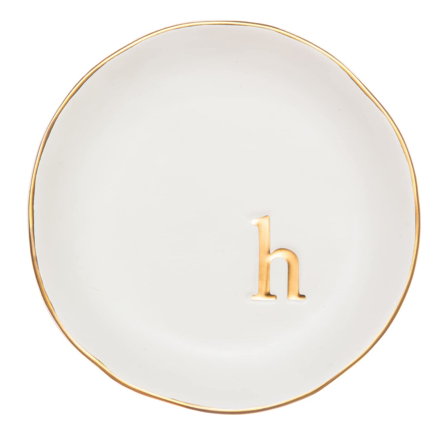 COLLECTIVE HOME - Ceramic Jewelry Tray, Decorative Trinket Dish for Rings Earrings Necklaces Bracelet Watch Keys, Birthday Mother's Day for Women, 4.75", White Surface (H)