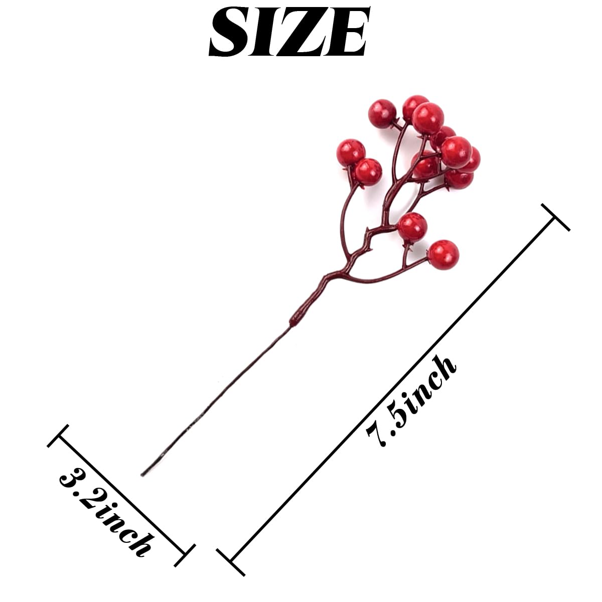 TIHOOD 25PCS Artificial Red Berry Stems 7.8inch Christmas Red Berry Picks Holly Berry Branches for Christmas Tree Decorations DIY Crafts Xmas Ornaments Wedding Holiday Home Decor