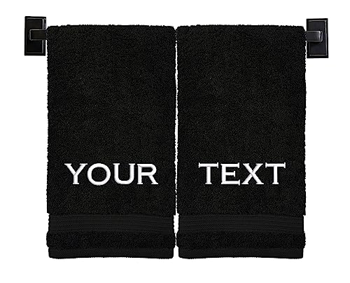Custom Luxury Towels Personalized Hand Towels | Set of 2 | Choose from 12 Fonts | Genuine Turkish Cotton | Oeko-Tex Certified | Personalized Towels | Bathroom Hand Towels