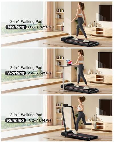14% Incline Walking Pad Treadmills for Home and Office, 3-in-1 Portable Under Desk Treadmill, Folding Treadmill with 2.5 HP Quiet Brushless, 300 LBS Capacity