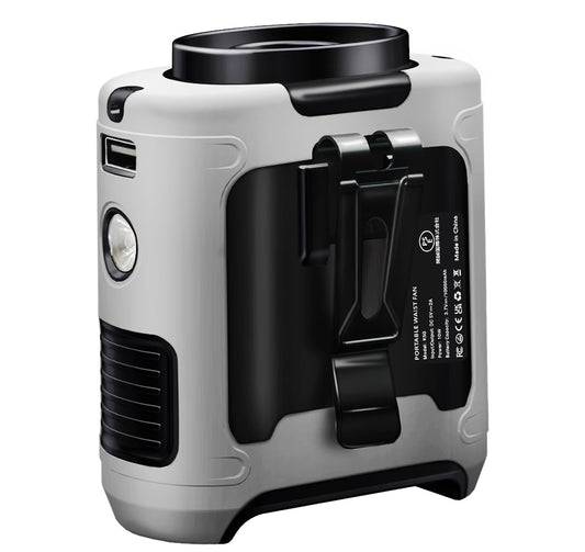 CAZOKASI 2024 Upgrade 10000mAh Waist Clip Fan Wearable Portable Personal Body Fans Powerful Upto 40H Cooling and Heatstroke Prevention (Gray and Orange)