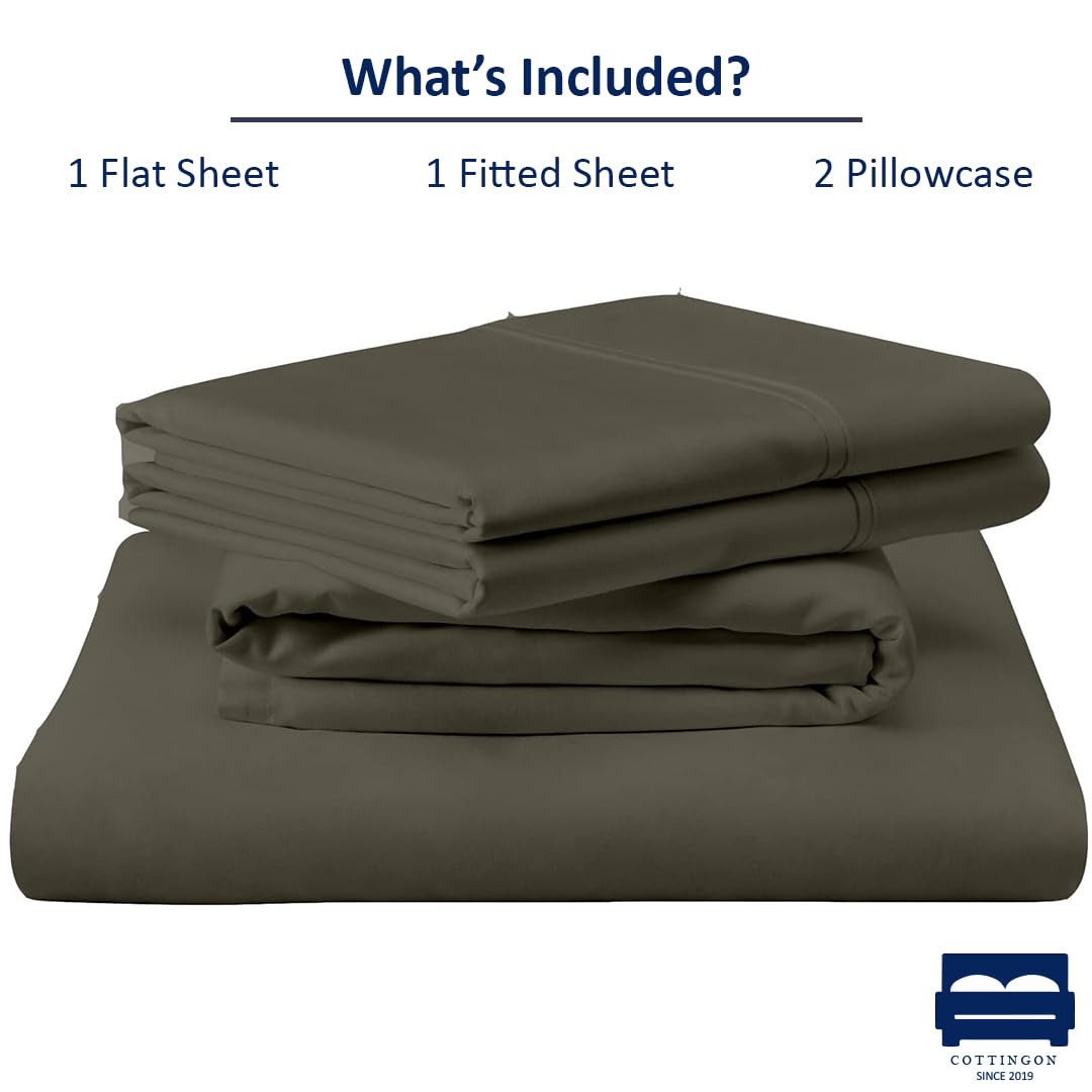 RV King Sheet Set - 4 Piece Cotton Bedding Set, Fits Up to 15" Deep Mattress, RV King 72" x 80", Dark Grey Solid