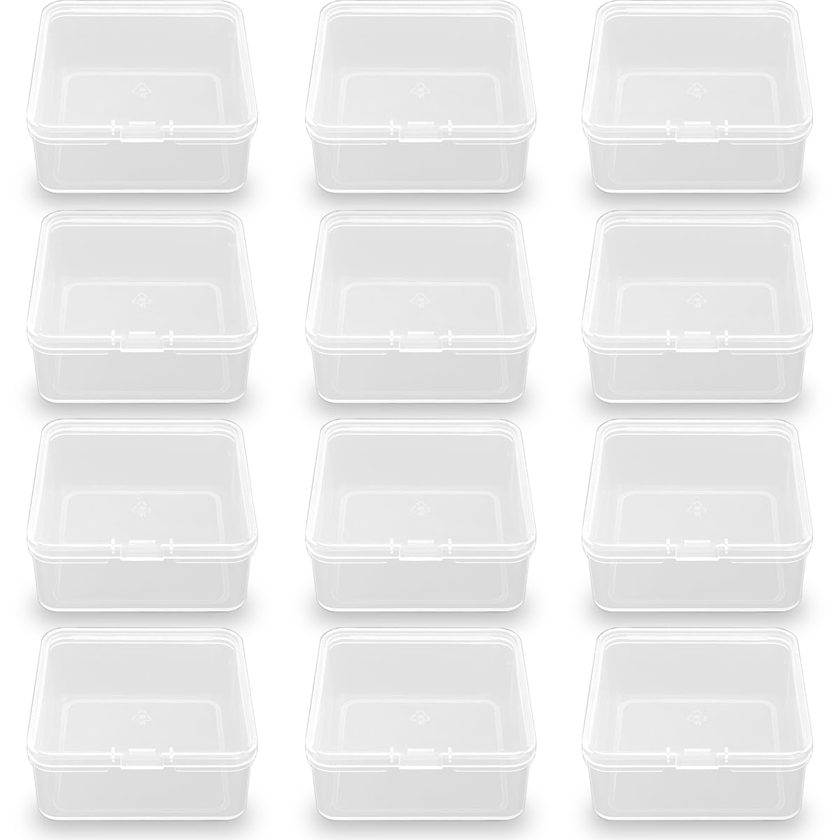 12 Pack Clear Square Plastic Beads Storage Containers Box (2.67 x 2.67 x 1.18 Inch), Square Bead Organizers for Small items, Crafts, Beads, Coins, Jewelry and Business Cards