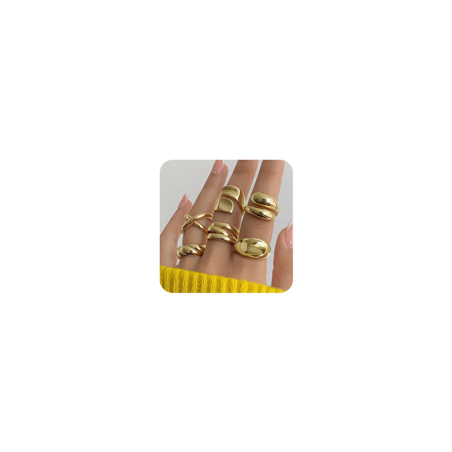 YEEZII Chunky Gold Rings for Women Non Tarnish, 18K Gold Plated Stackable Thumb Ring, Statement Women Rings Set