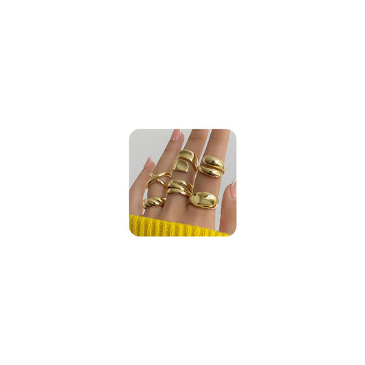 YEEZII Chunky Gold Rings for Women Non Tarnish, 18K Gold Plated Stackable Thumb Ring, Statement Women Rings Set