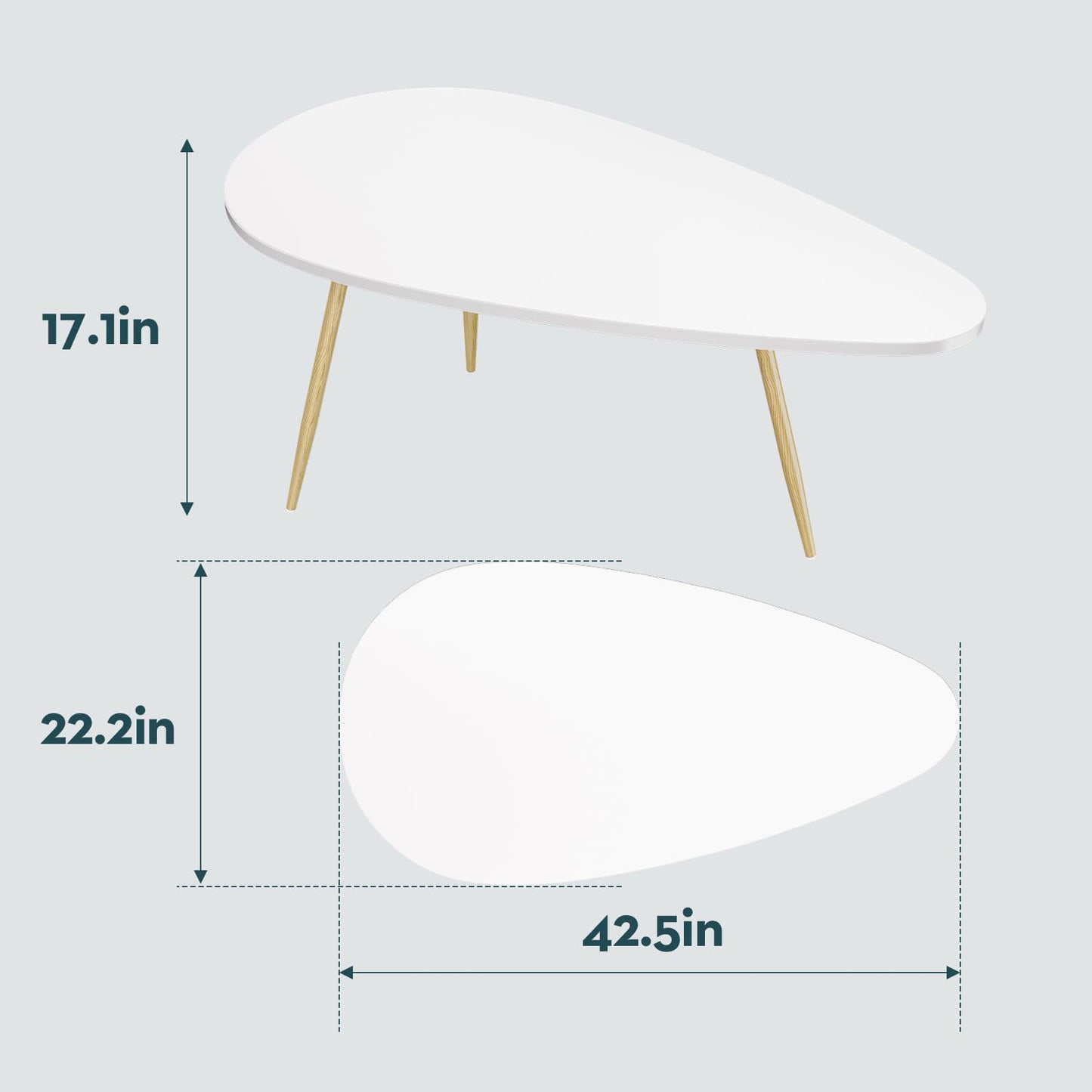 SAYGOER Modern Coffee Table White Oval Coffee Tables for Living Room Simple Center Table for Small Space Home Office Easy Assembly 22.2" D x 42.5" W x 17.1" H, White