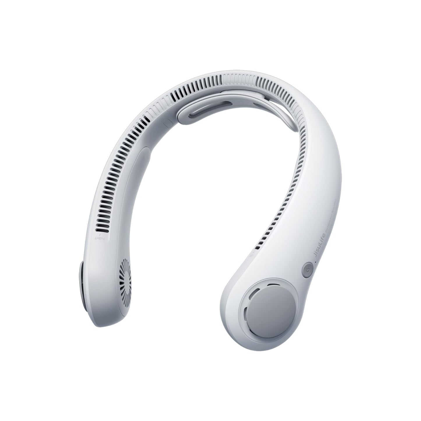 JISULIFE Portable Neck Fan Upgraded, Neckbrace Personal Hands Free, 5 Speed Gears Adjustment, 5000 mAh Wearable Bladeless Quiet Rechargeable for Outdoor Indoor, Gifts for Women Men- Foggy Grey