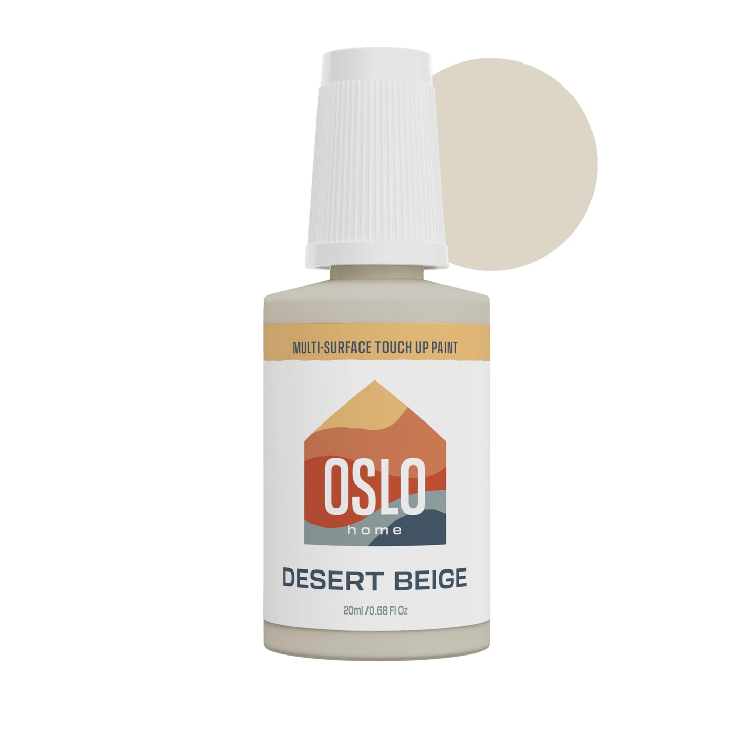 Oslo Home Porcelain + Appliance Touch Up Paint, Desert Beige, 20ml, High Gloss, w/Brush in Bottle, for Bathroom Fixtures, Metal
