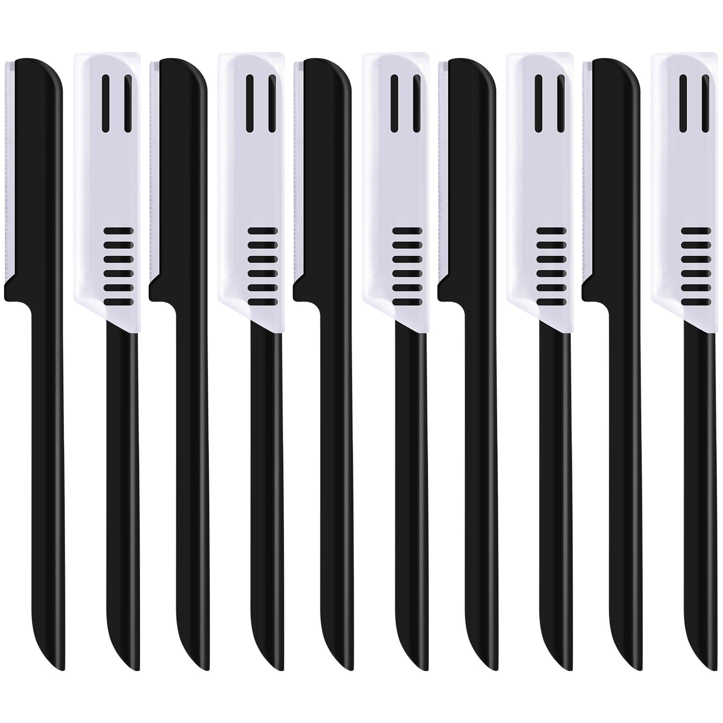 10 Pieces Eyebrow Razor for Women Facial Shaver Razor Brow Shaper Eyebrow Trimmer Dermaplaner Shaping Tool with Cover (Black)