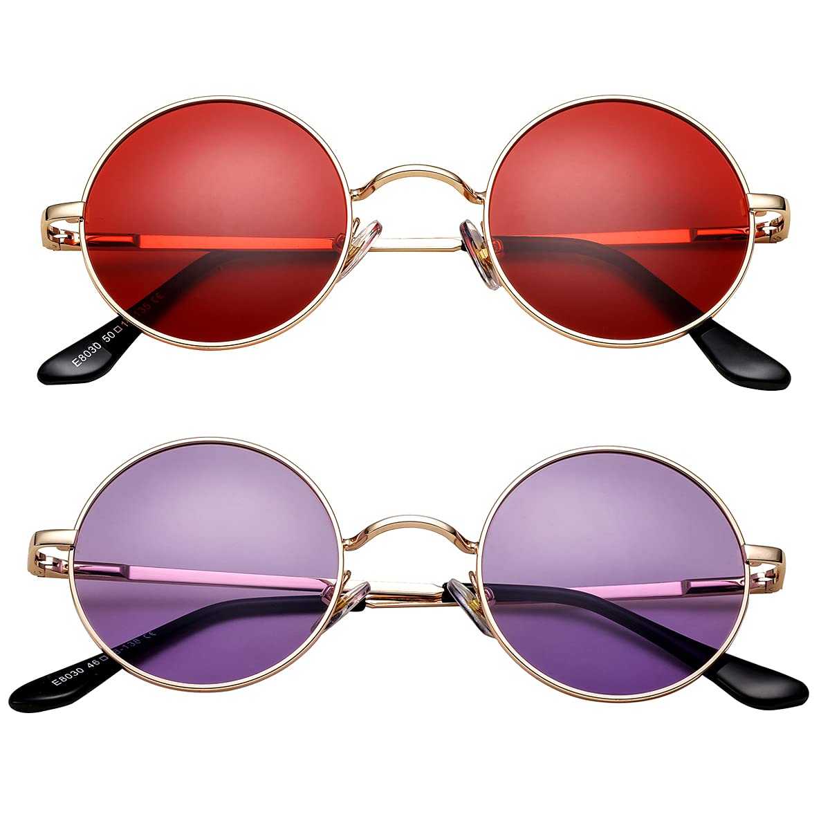 PORADAY Classic Circle Glasses Retro Round Polarized Sunglasses Hippie Style Small Rounded Sun Shades